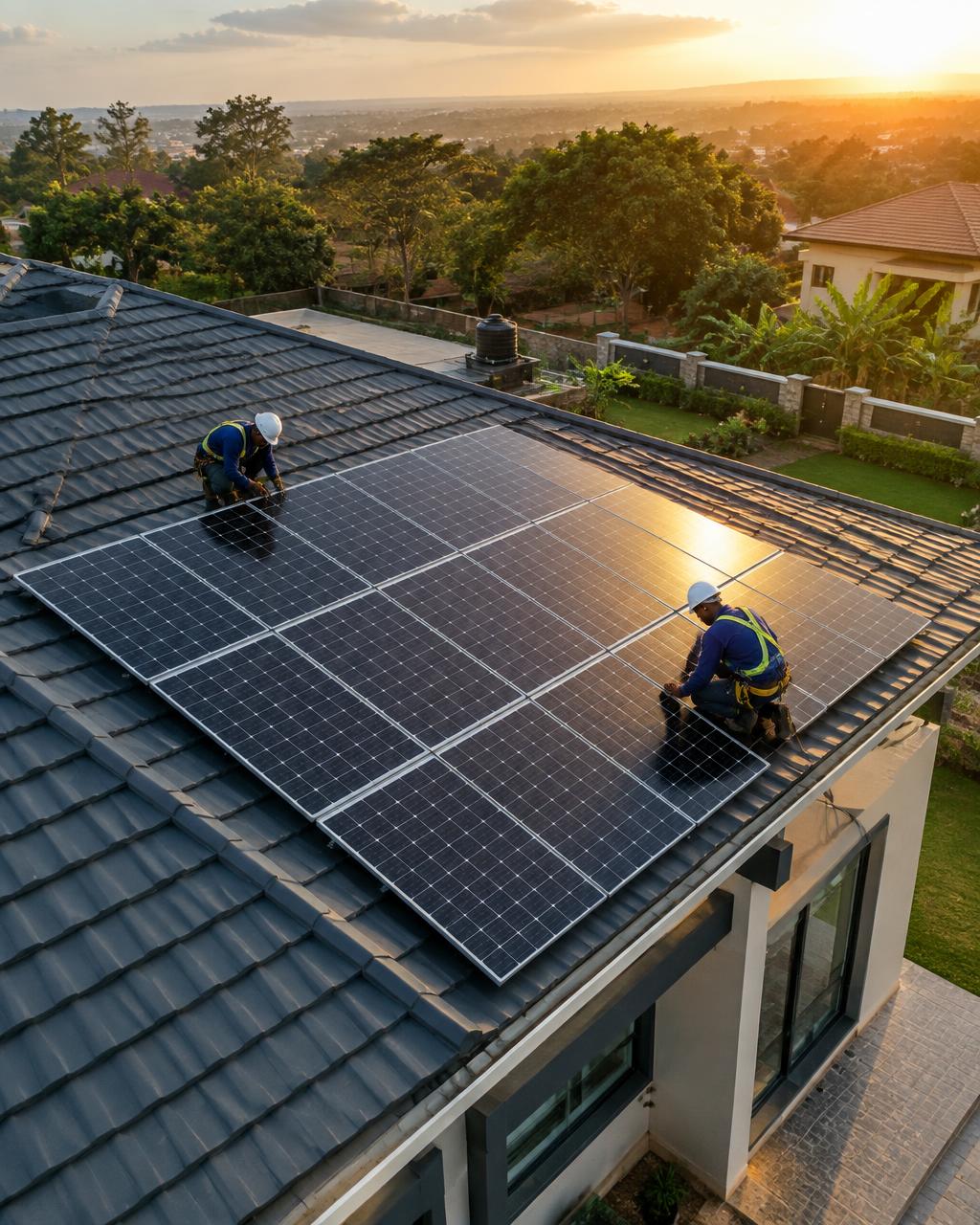 Installers on the roof